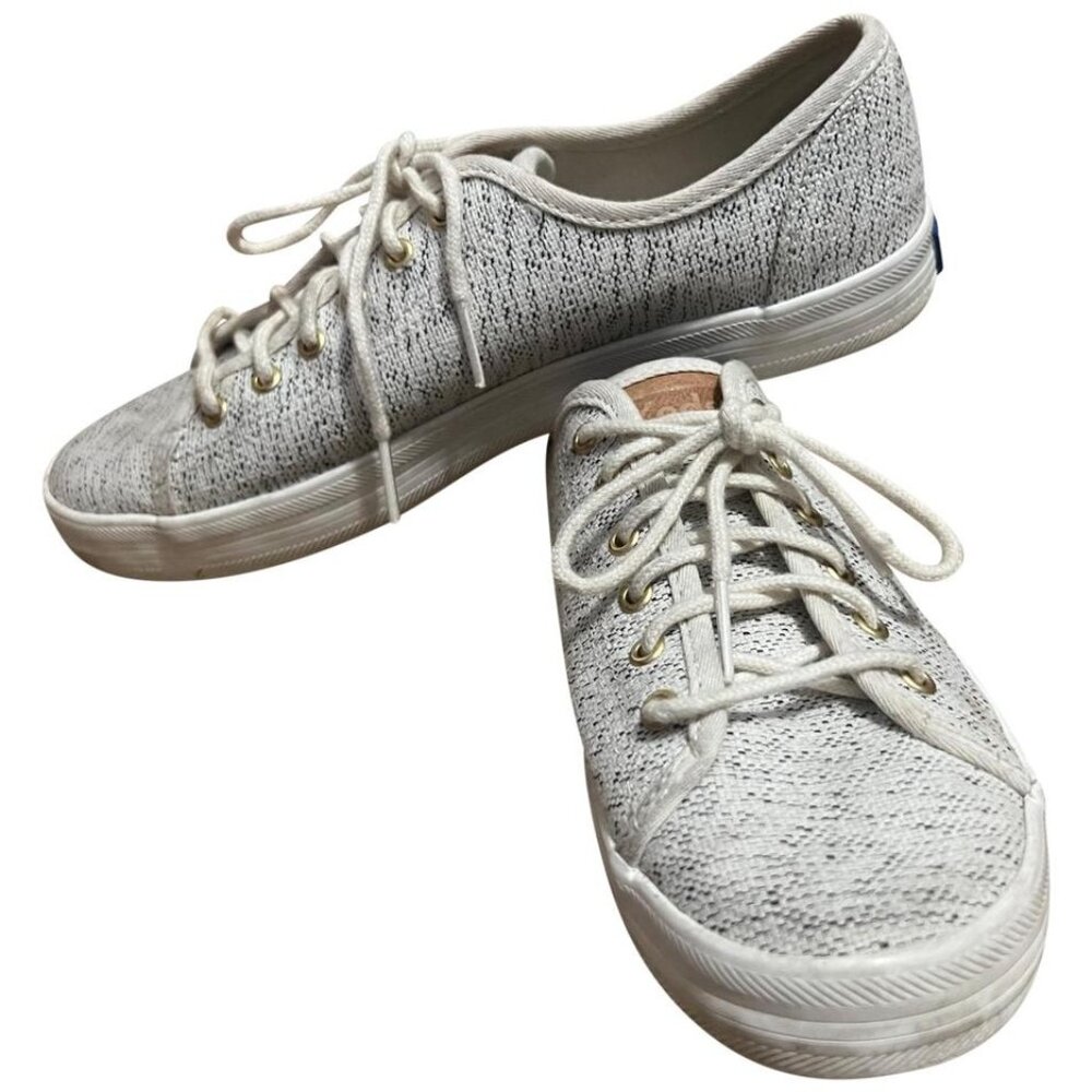 Keds Woven Canvas Sneakers Womens Sz 6.5 Flats Cream Casual Shoes Beige
